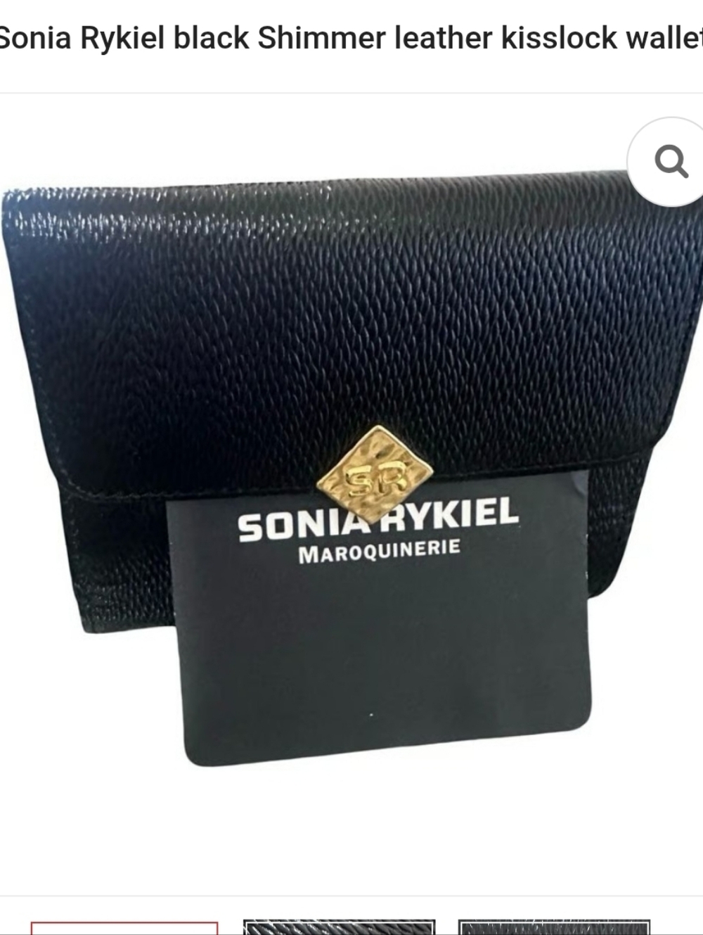 Sonia Rykiel Black Textured Leather Wallet with Gold-Tone Clasp